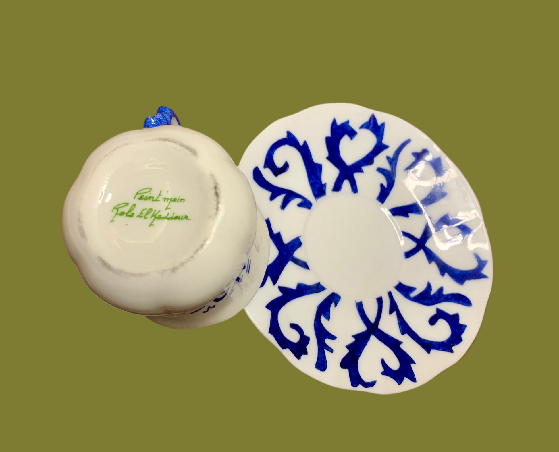 6 Tasses à Café en Porcelaine – Calligraphiées