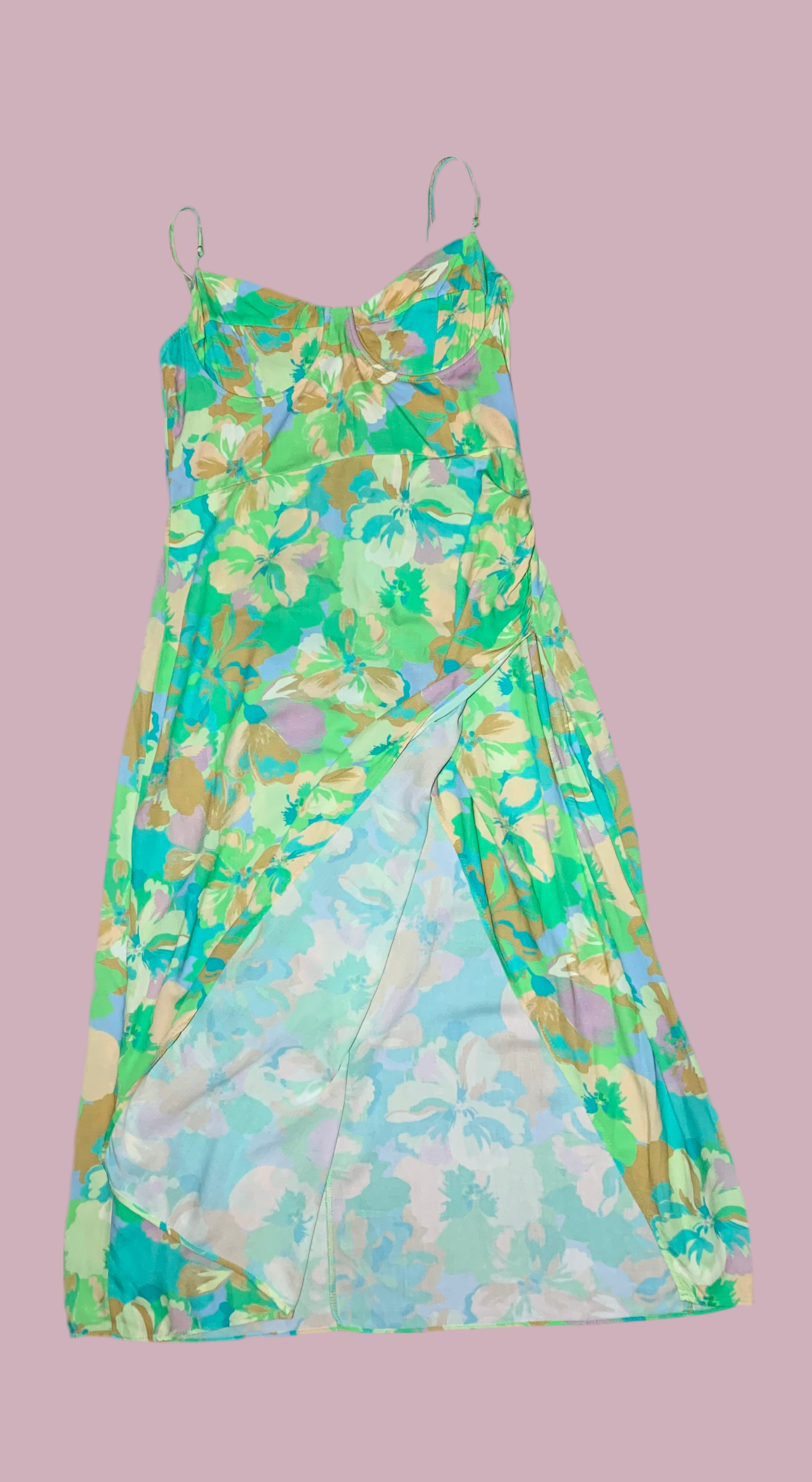 Robe longue portefeuille pastel en crêpe