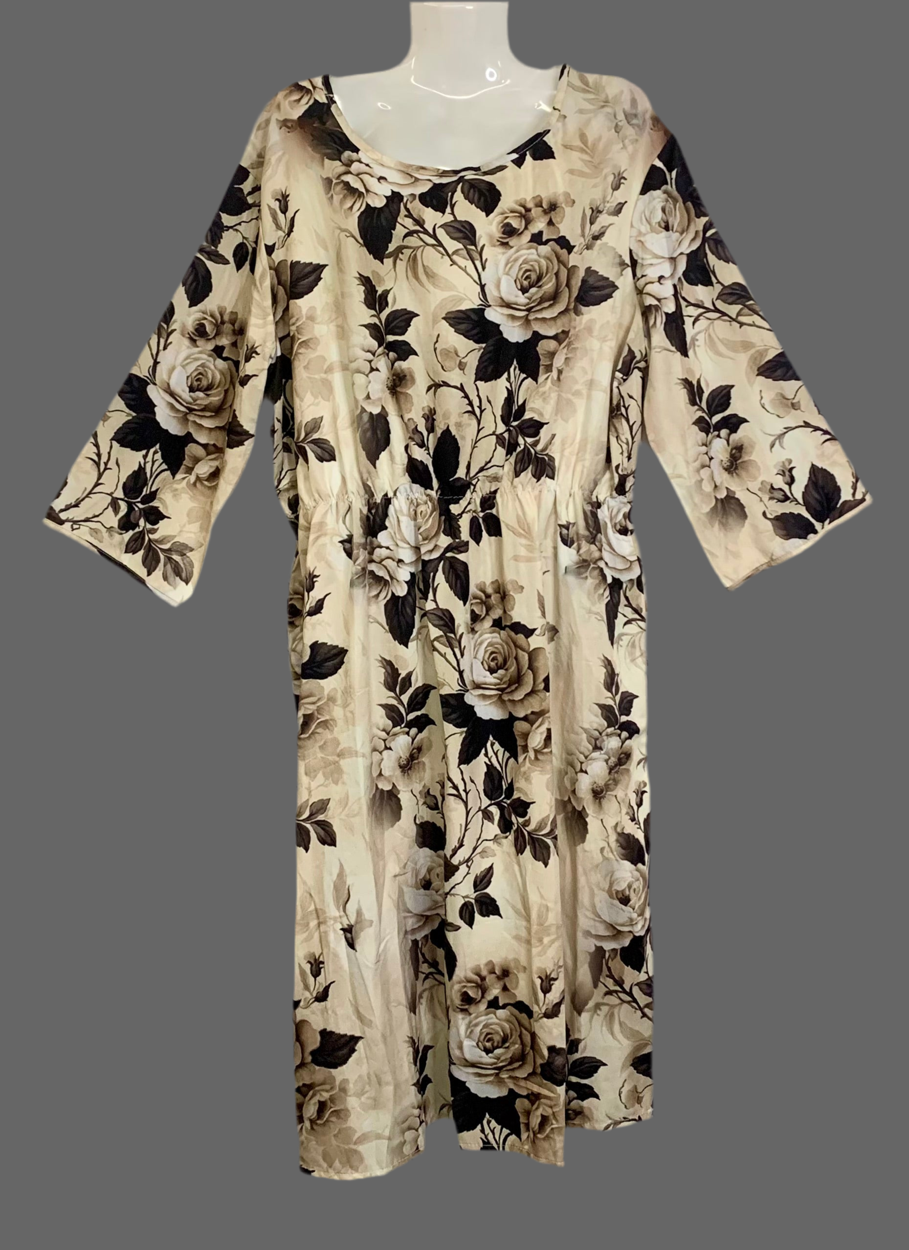 Robe vintage faite main à fleurs – Grande taille