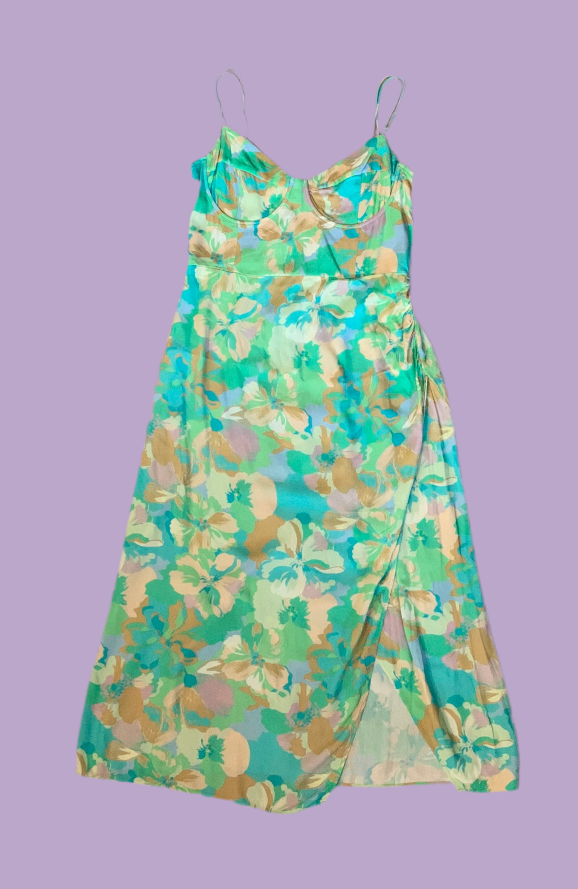 Robe longue portefeuille pastel en crêpe