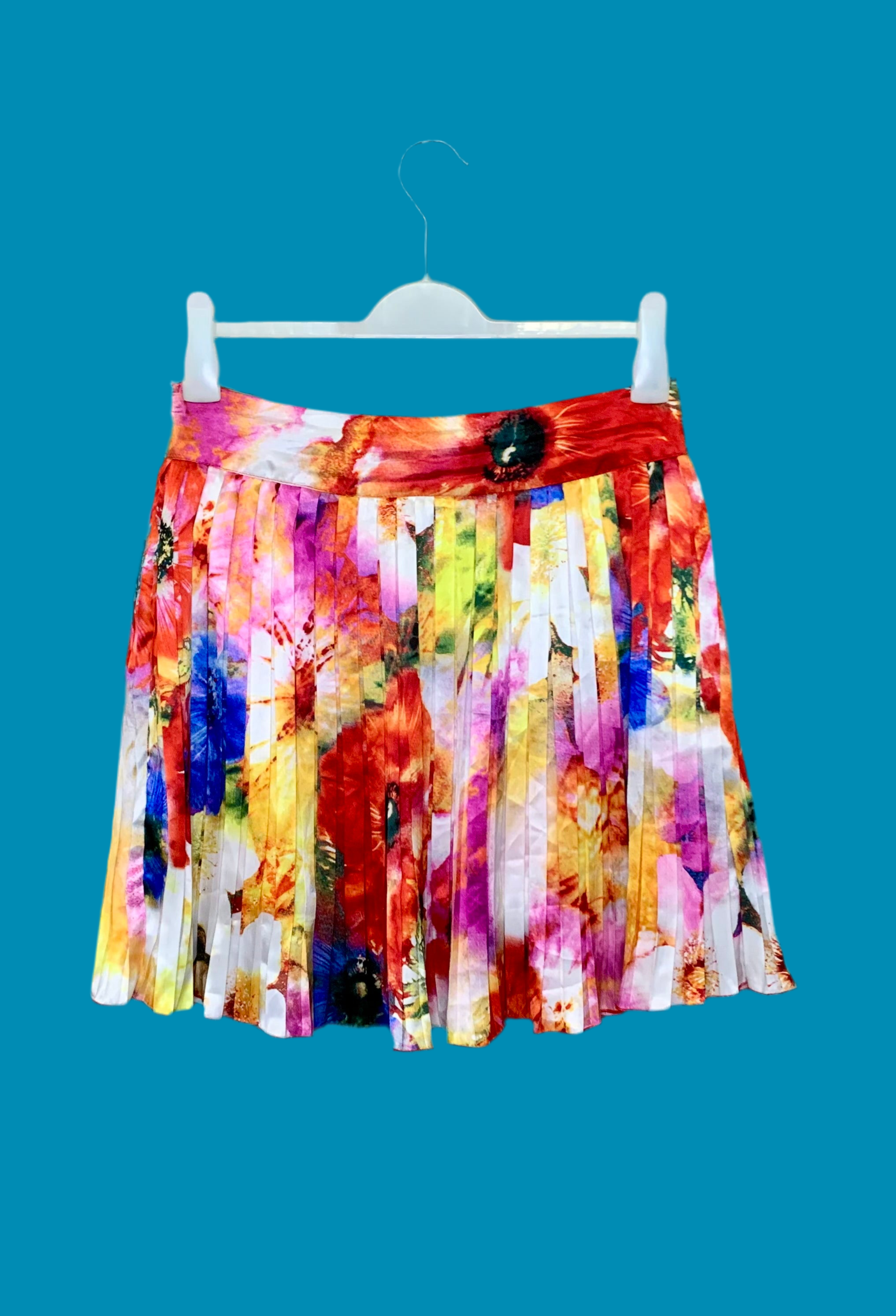 Mini jupe plissée satinée - multicolore
