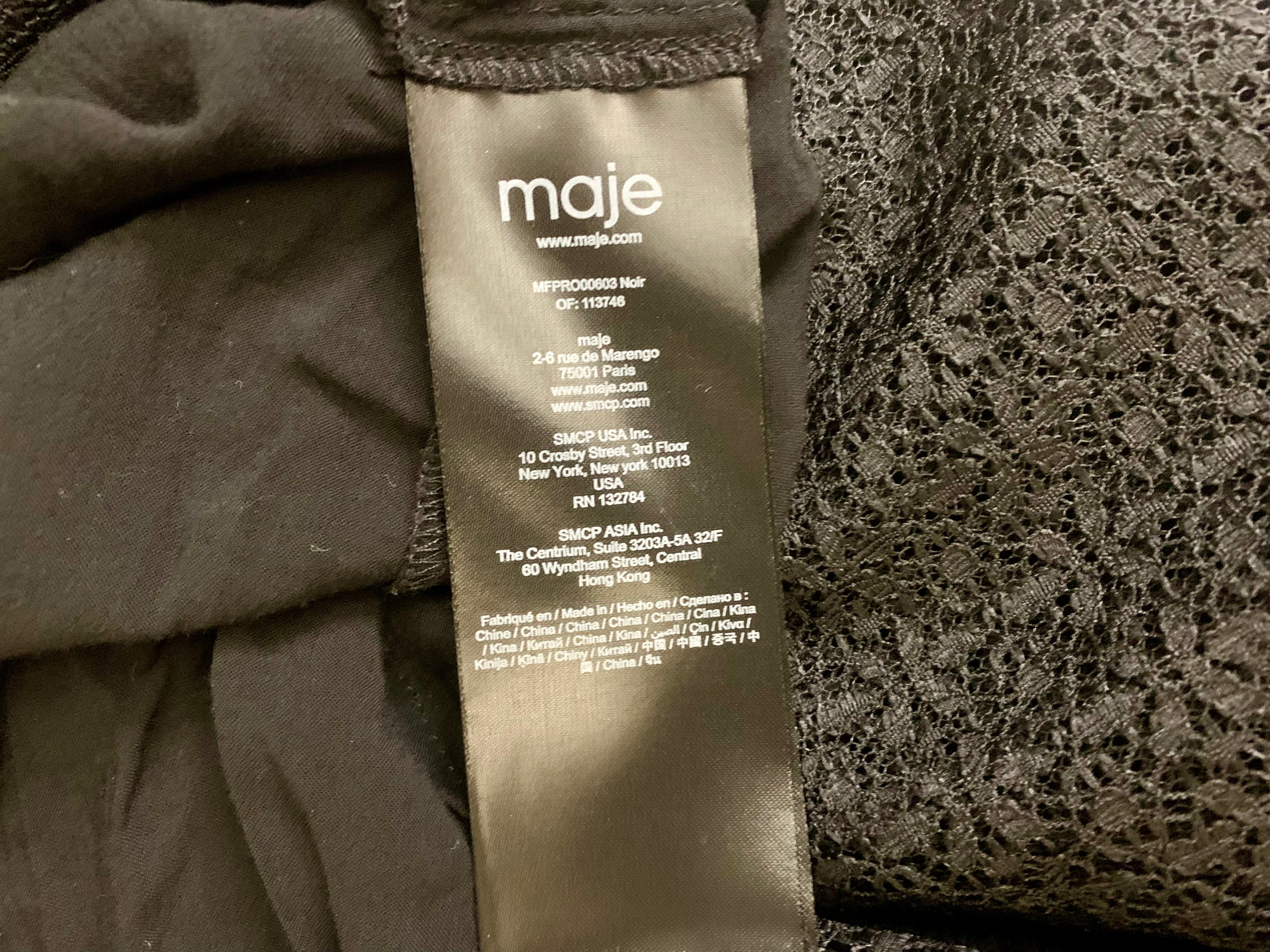 Robe noire ajourée - Maje