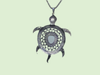 Collier pendentif tortue marine argentée - pierre turquoise