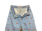 Jean slim taille haute - broderies cerise