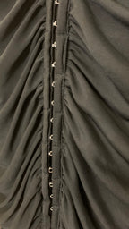 Mini-robe froncée noire à manches longues en tulle - petite