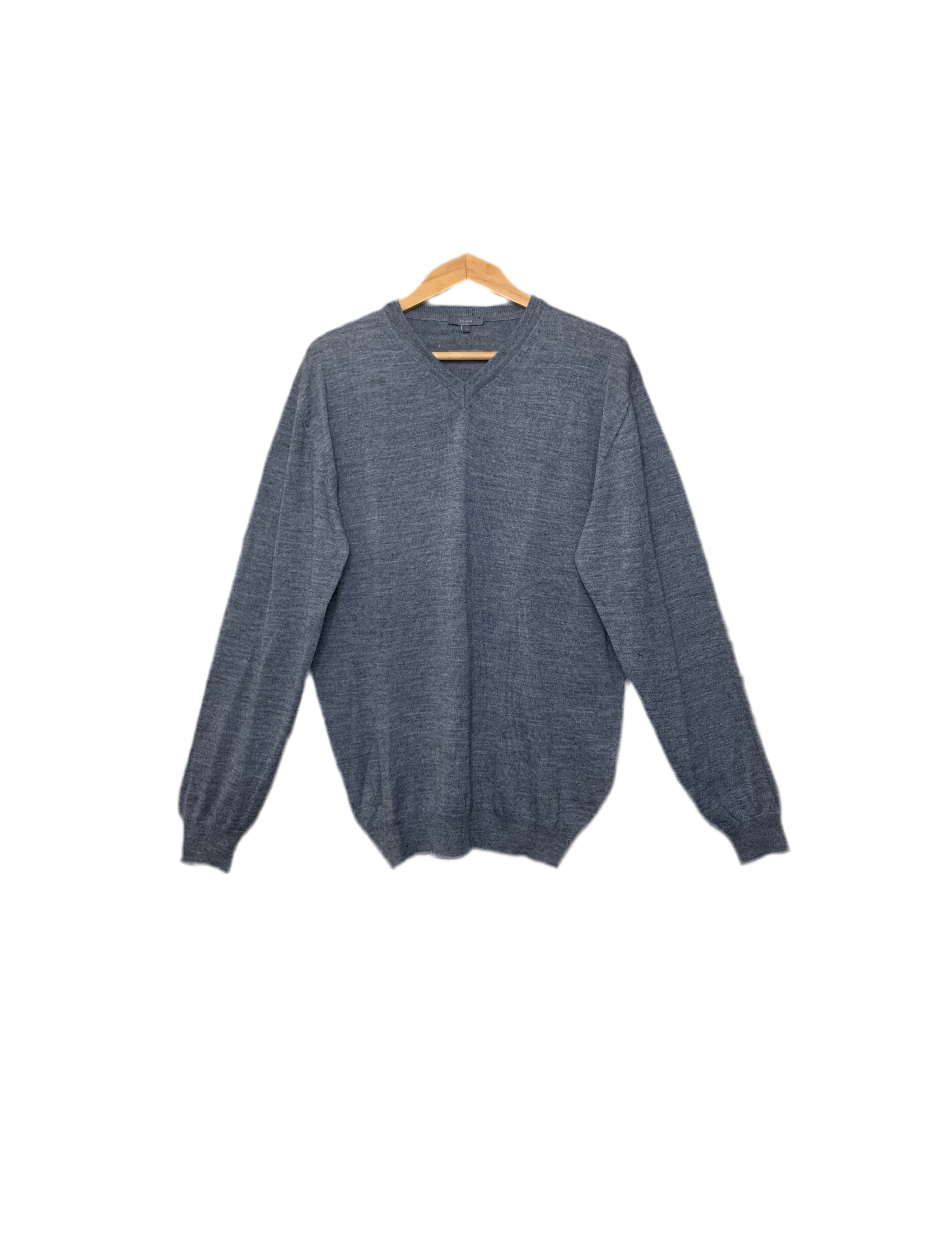 Pull homme col V en maille fine – Gris anthracite chiné