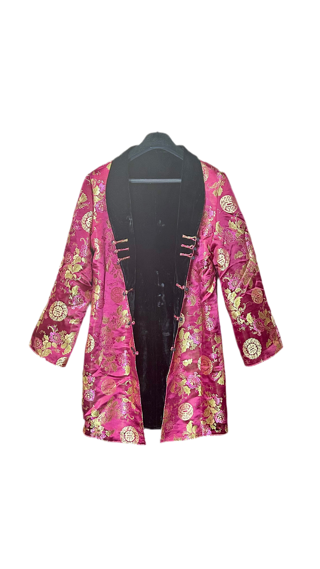 Veste chinoise réversible en velours et satin brodé