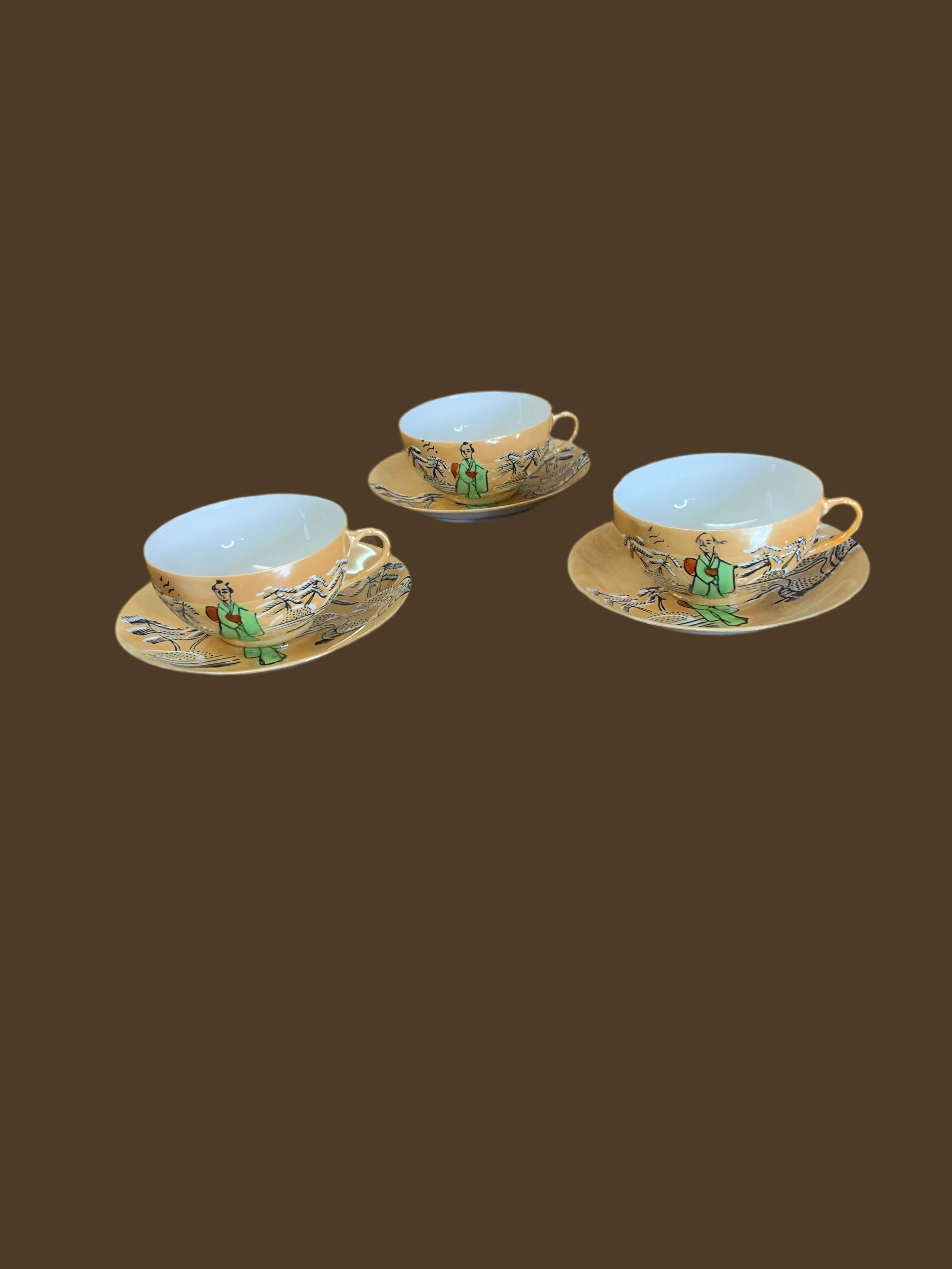 Lot de 3 tasses à thé - porcelaine japonaises