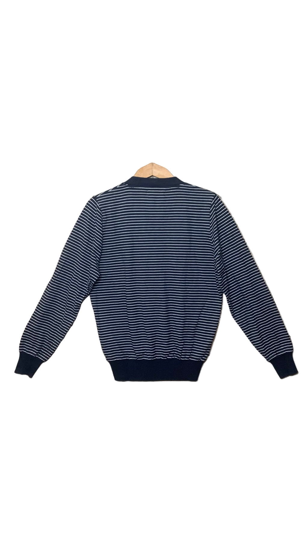 Pull col V bleu marine à rayures blanches – Zara Man