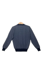 Pull col V bleu marine à rayures blanches – Zara Man