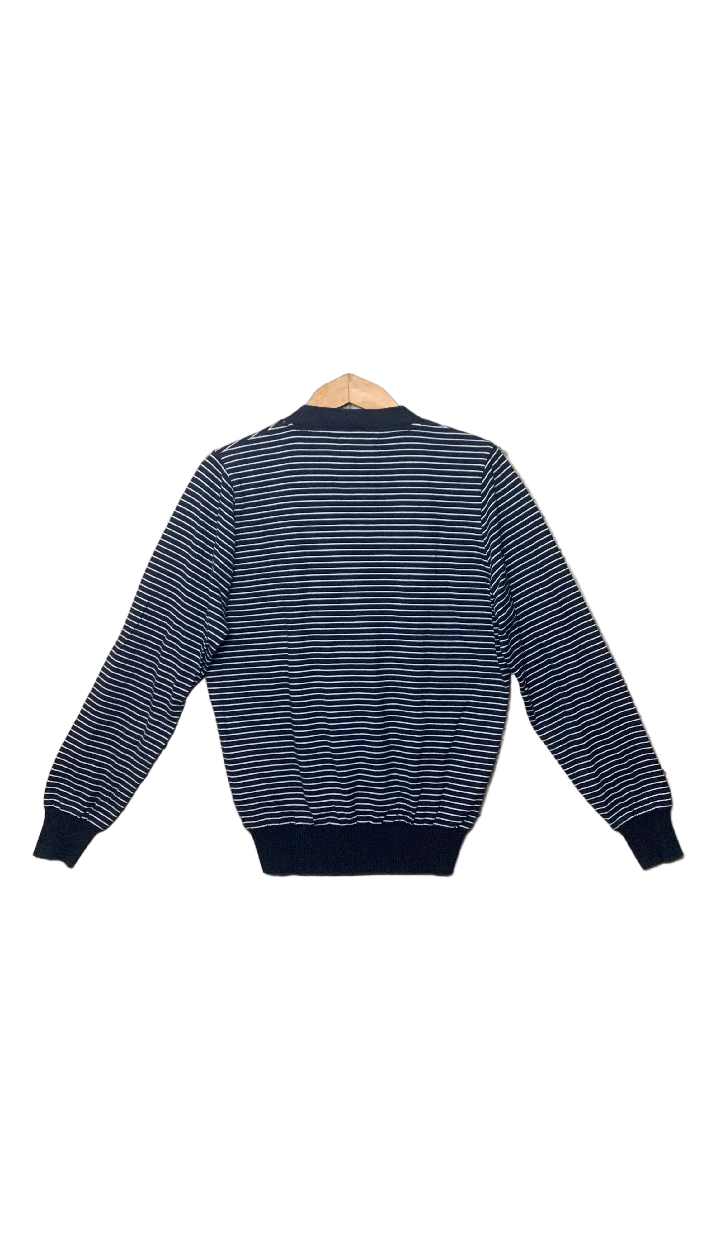 Pull col V bleu marine à rayures blanches – Zara Man
