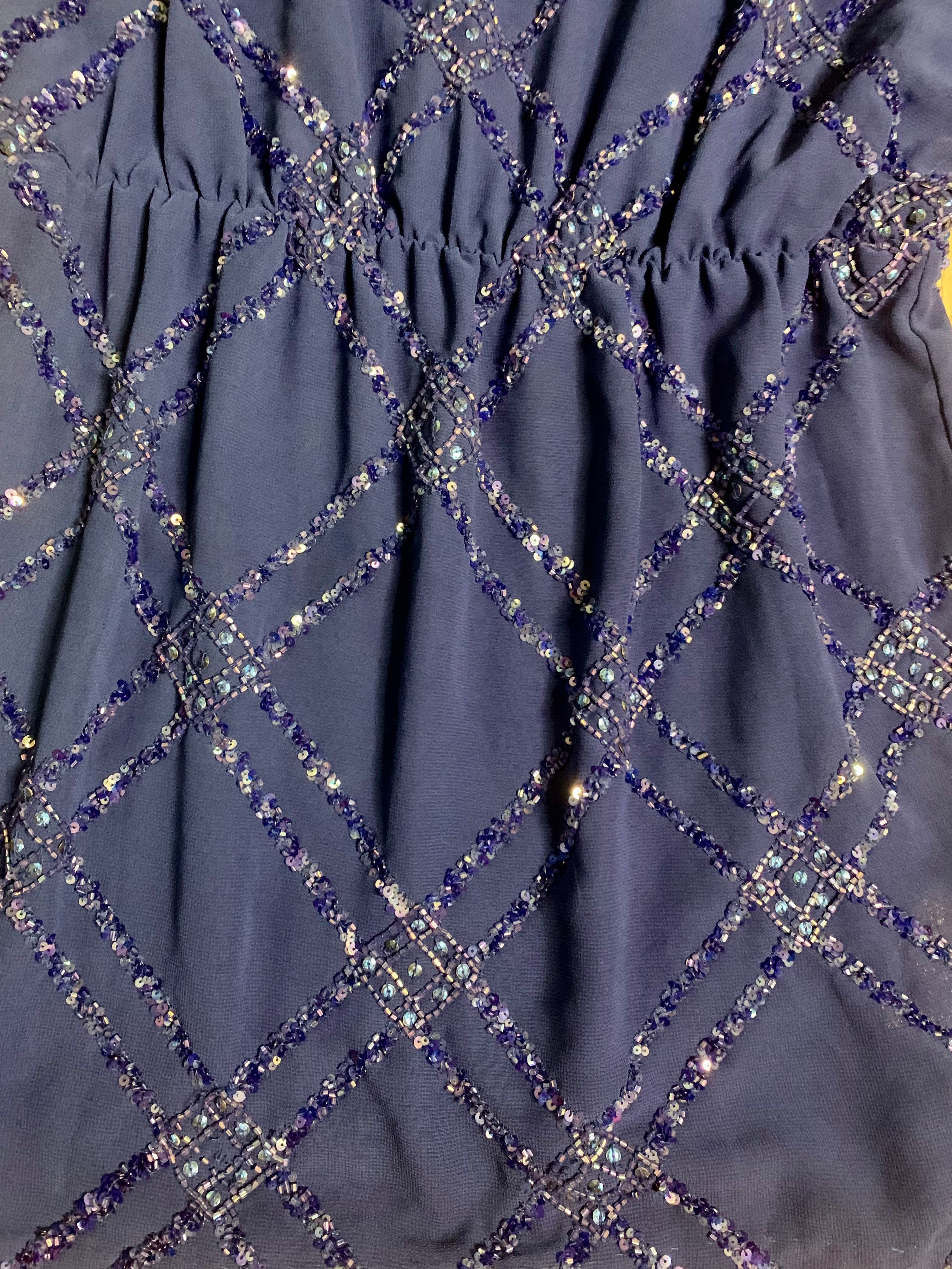 Robe courte bleue à sequins – Déby Débo
