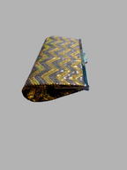 Sac pochette doré et marron à sequins – motif géométrique chevrons