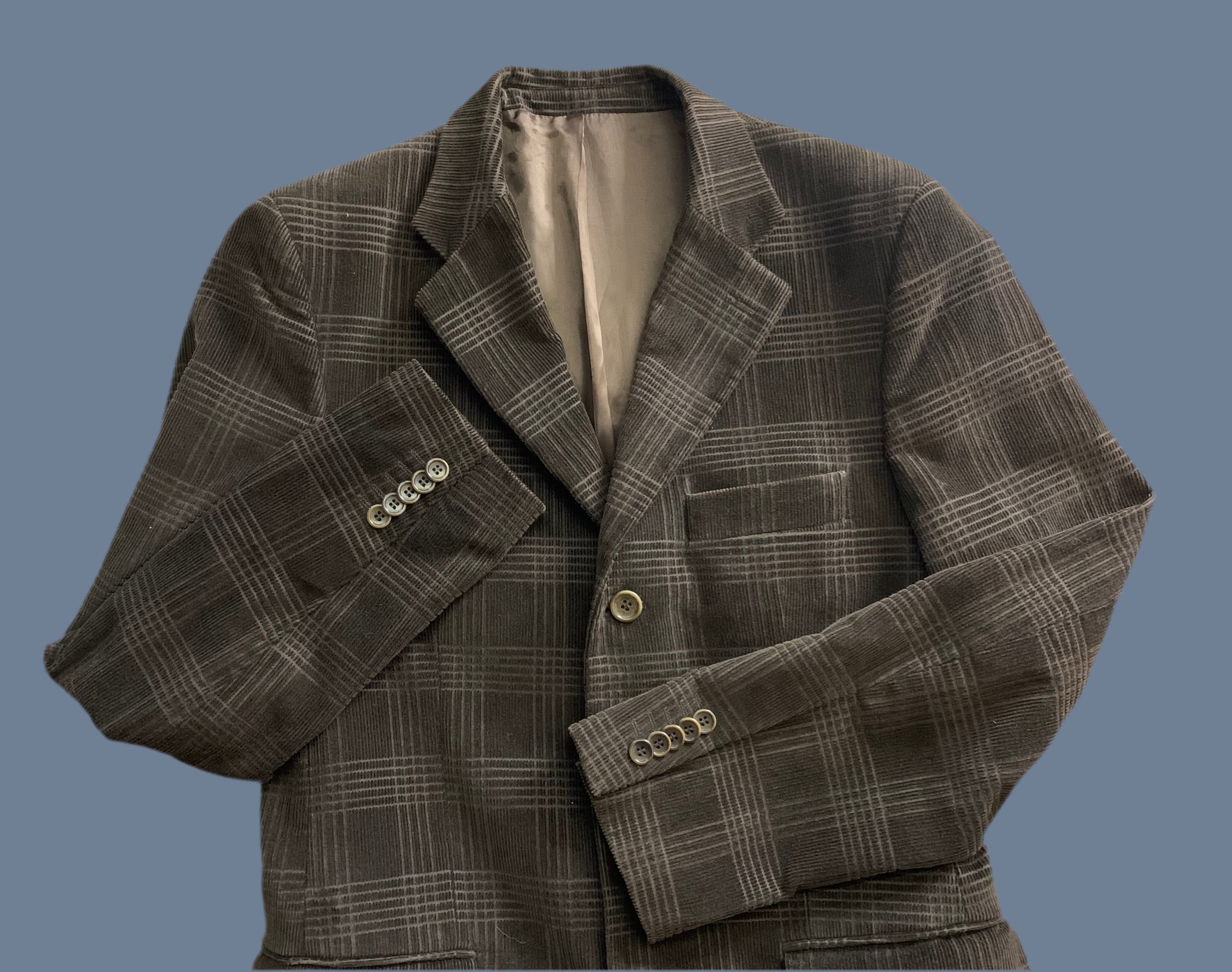 Veste en velours côtelé marron à carreaux – Armand Thiery Studio