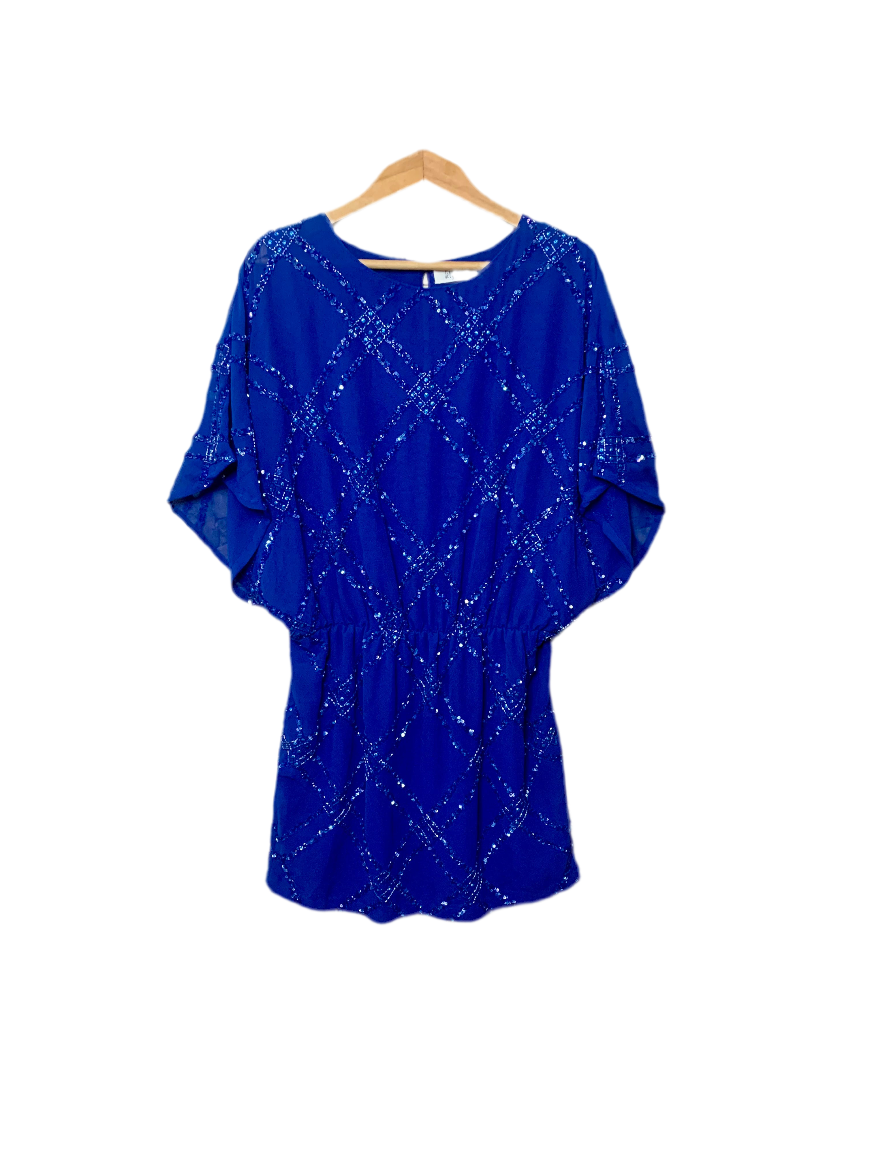 Robe courte bleue à sequins – Déby Débo