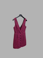 Robe courte pied-de-poule rose et noir