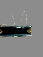Sac pochette doré et marron à sequins – motif géométrique chevrons