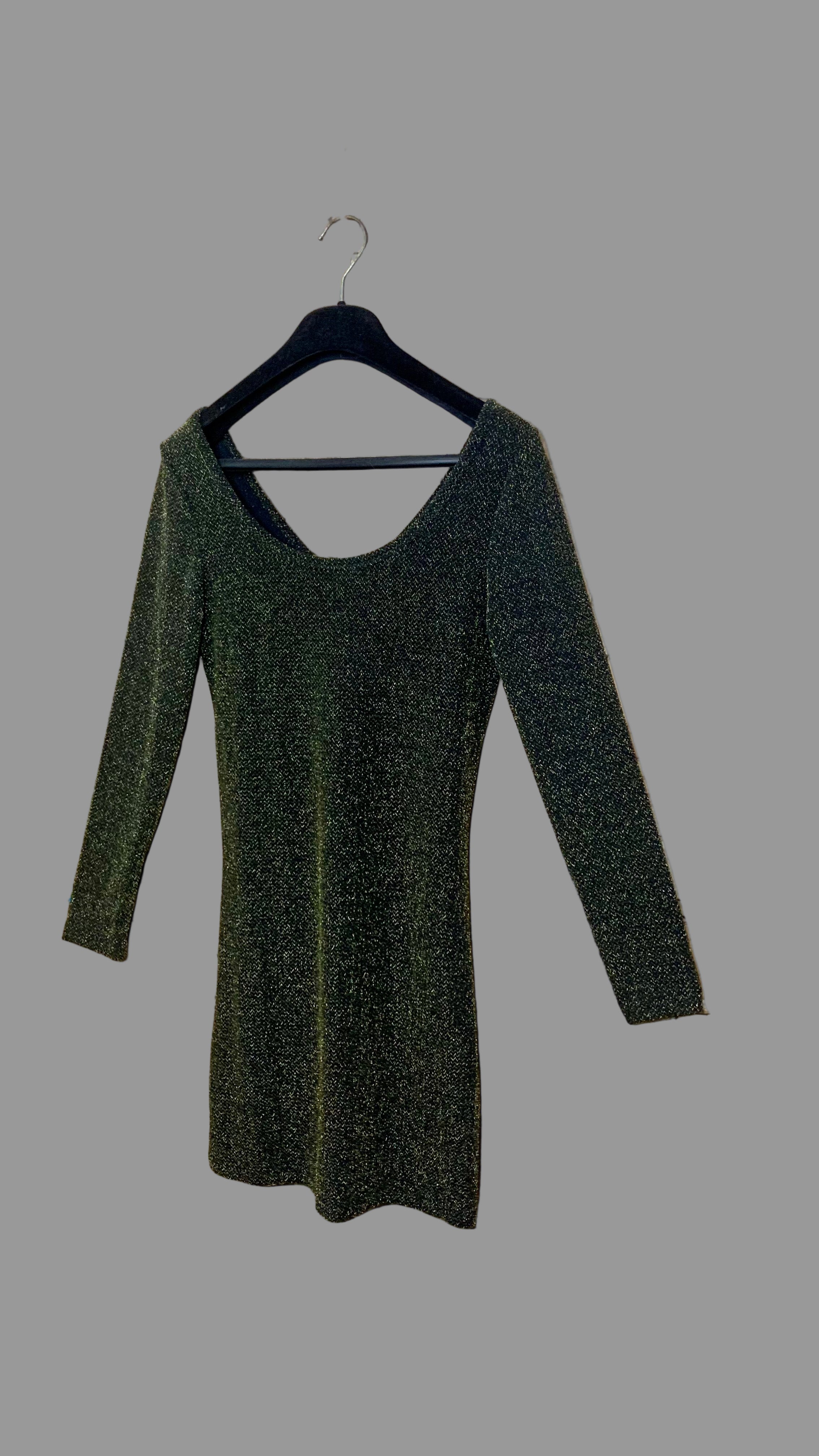 Haut long scintillant vert doré – Panacher – Taille estimée S