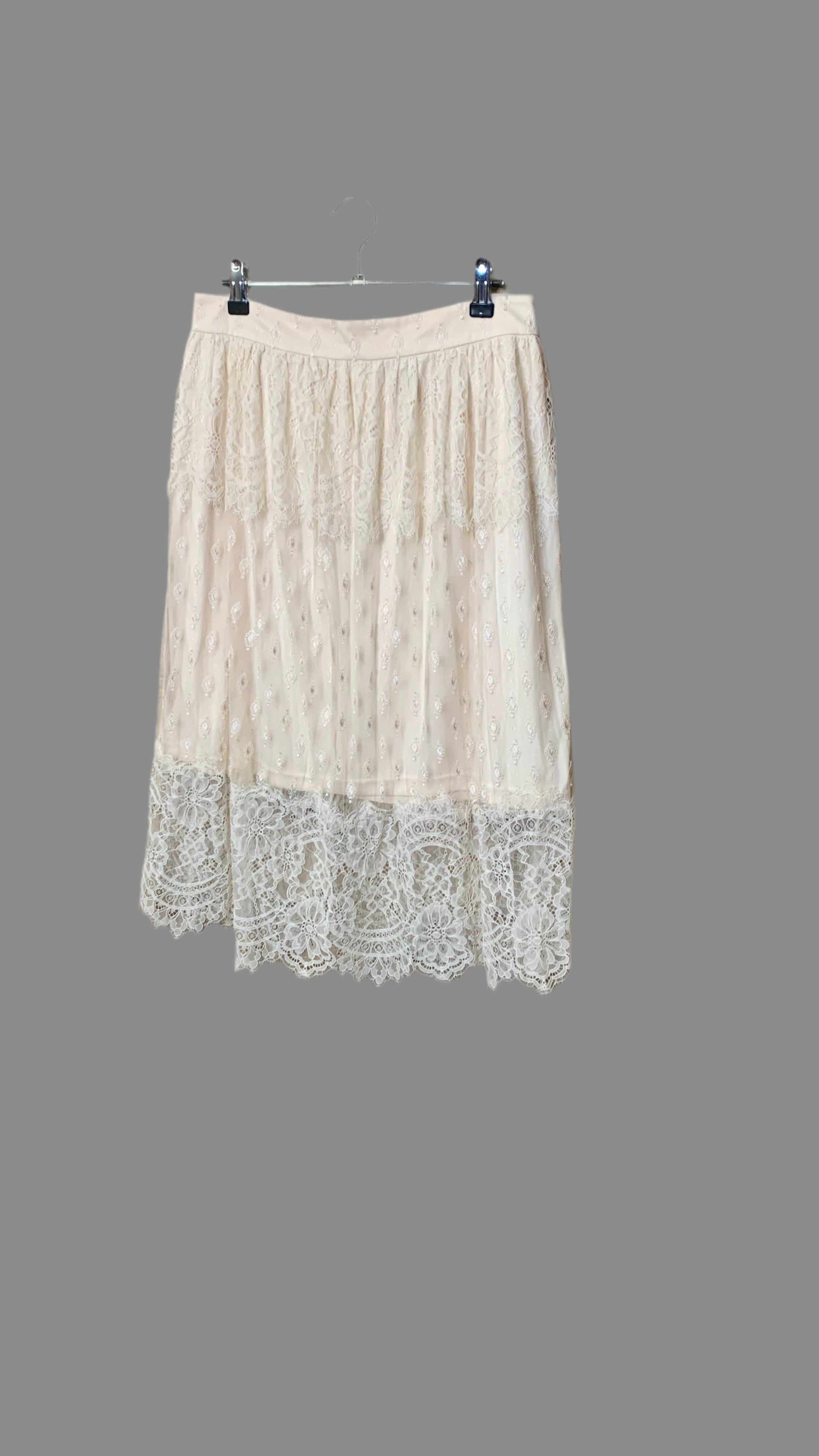 Jupe mi-longue en dentelle écrue – H&M