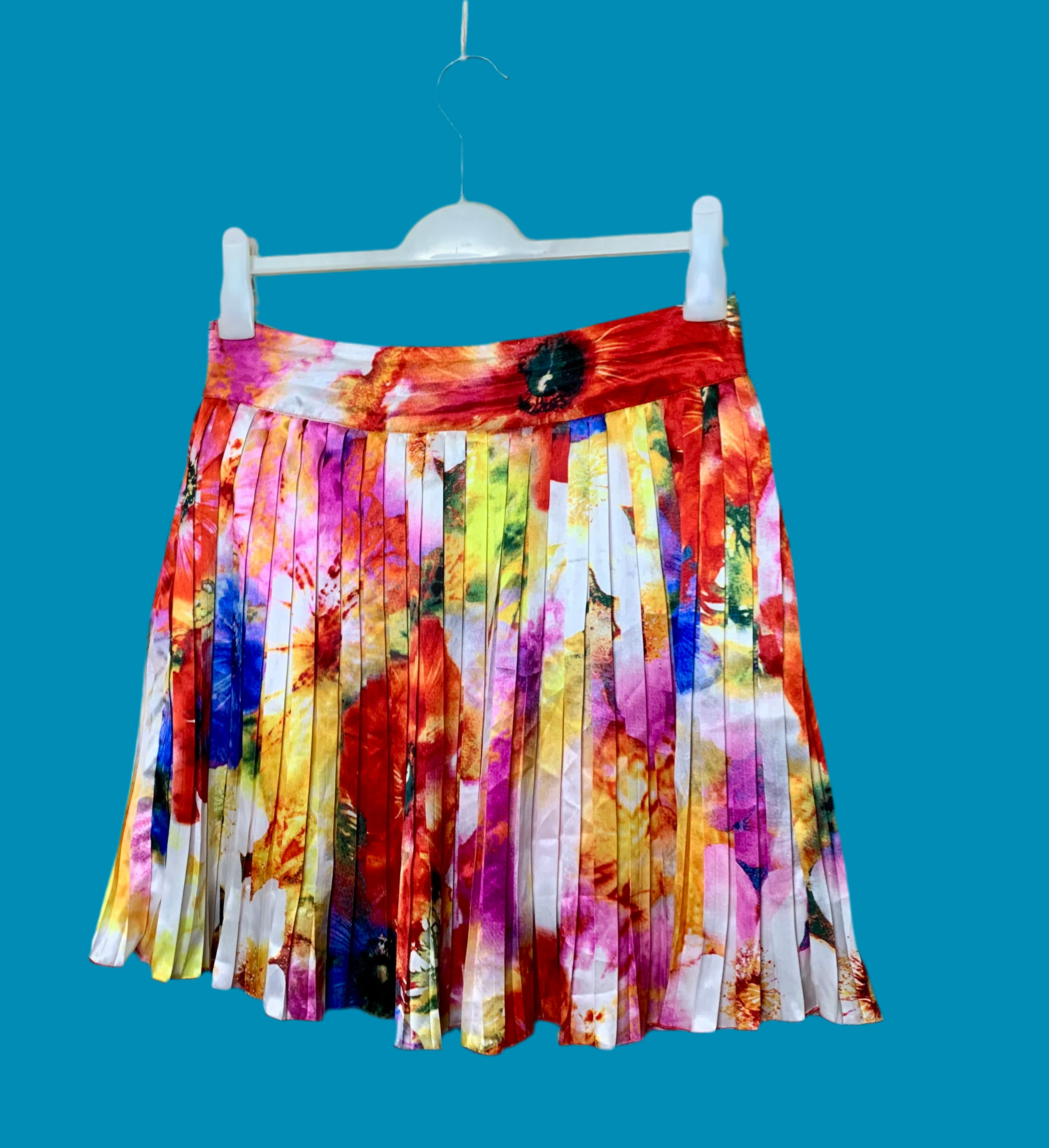 Mini jupe plissée satinée - multicolore