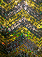 Sac pochette doré et marron à sequins – motif géométrique chevrons
