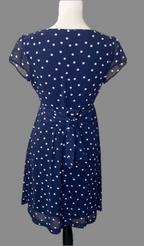 Robe bleu marine à pois roses – Séraphine