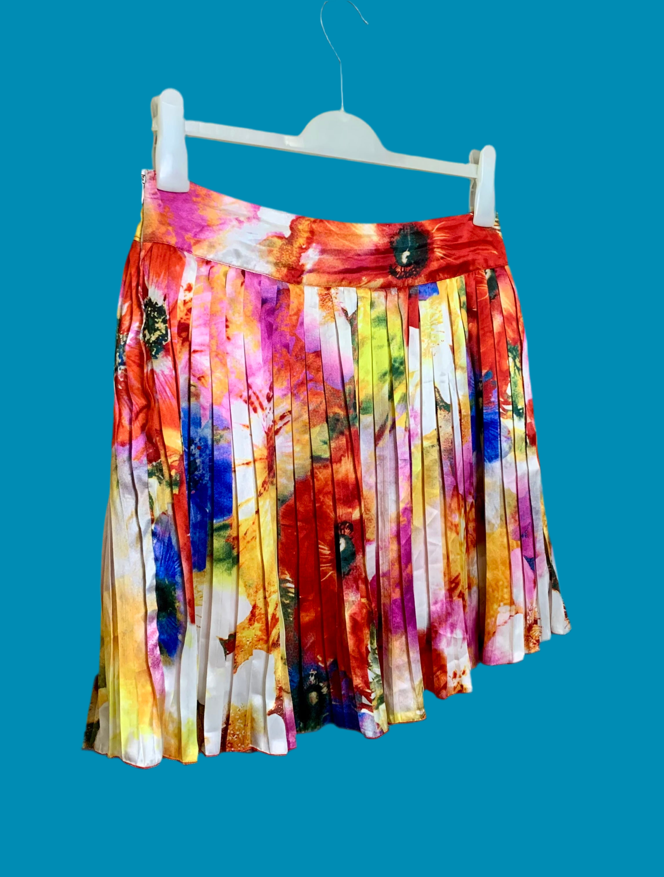 Mini jupe plissée satinée - multicolore