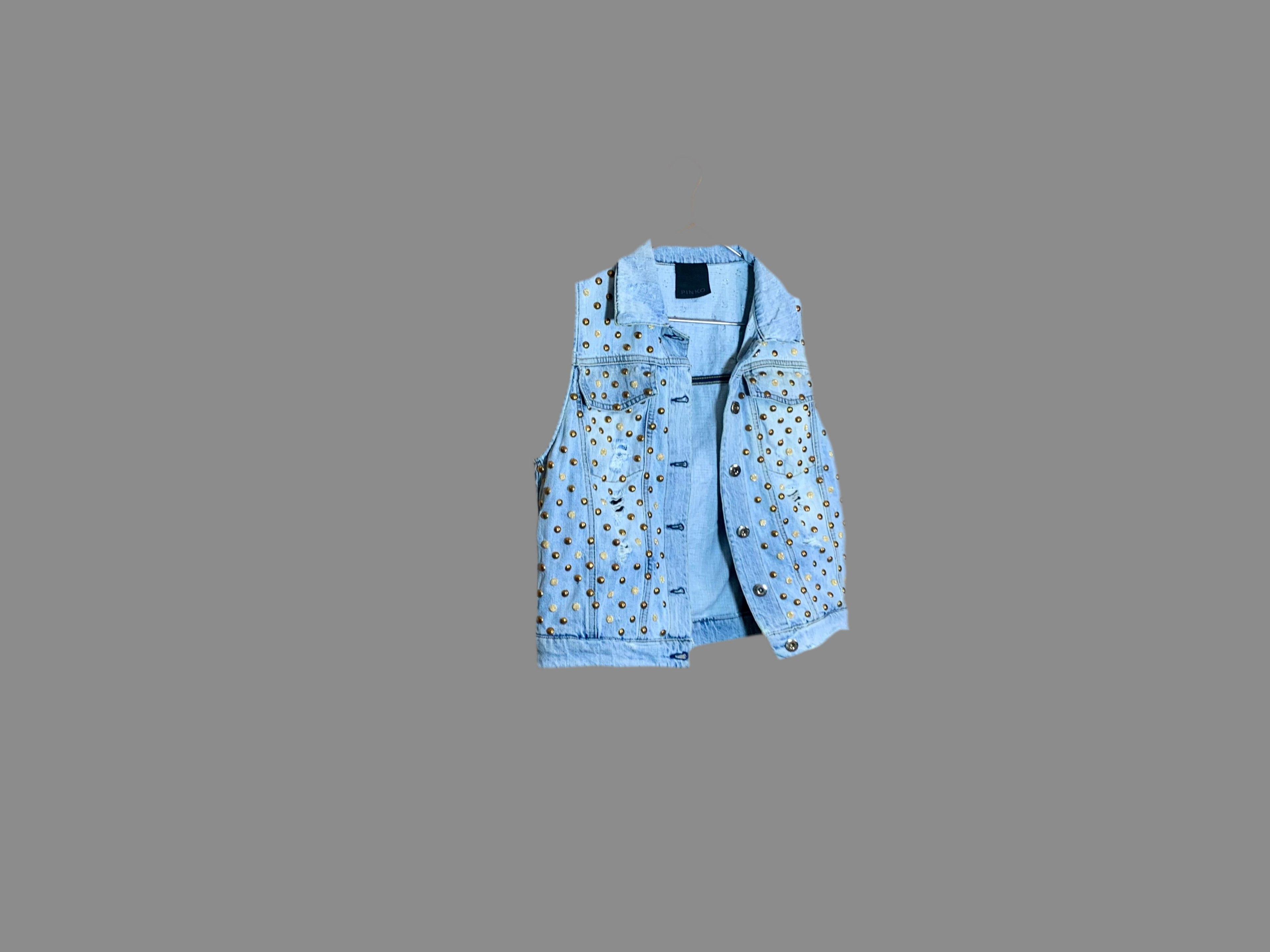 Veste en jean sans manches cloutée – Pinko –