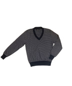 Pull col V bleu marine à rayures blanches – Zara Man