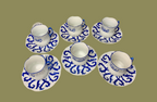 6 Tasses à Café en Porcelaine – Calligraphiées