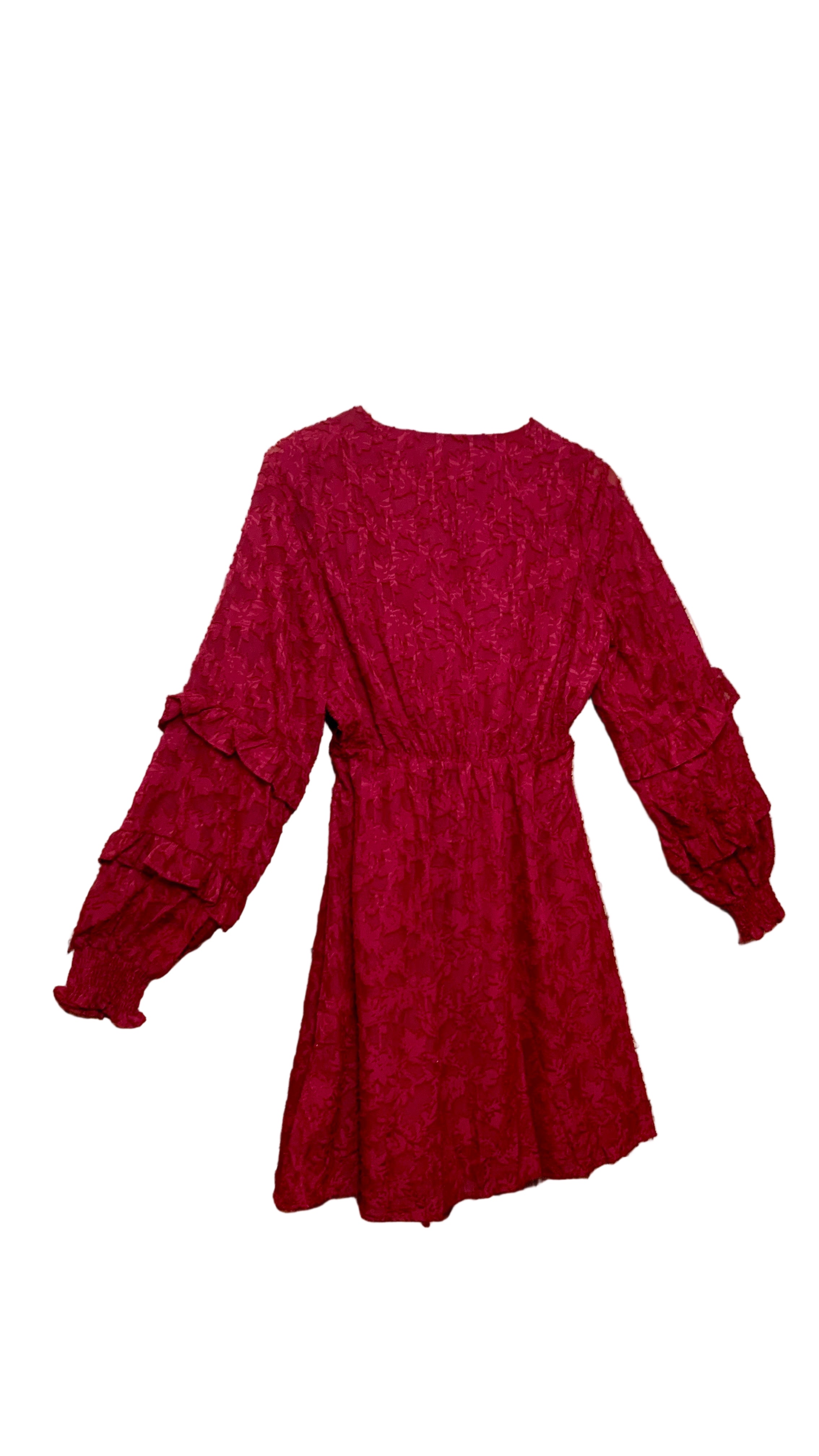 Robe courte en voile texturé grenat – Lofty Manner