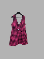 Robe courte pied-de-poule rose et noir
