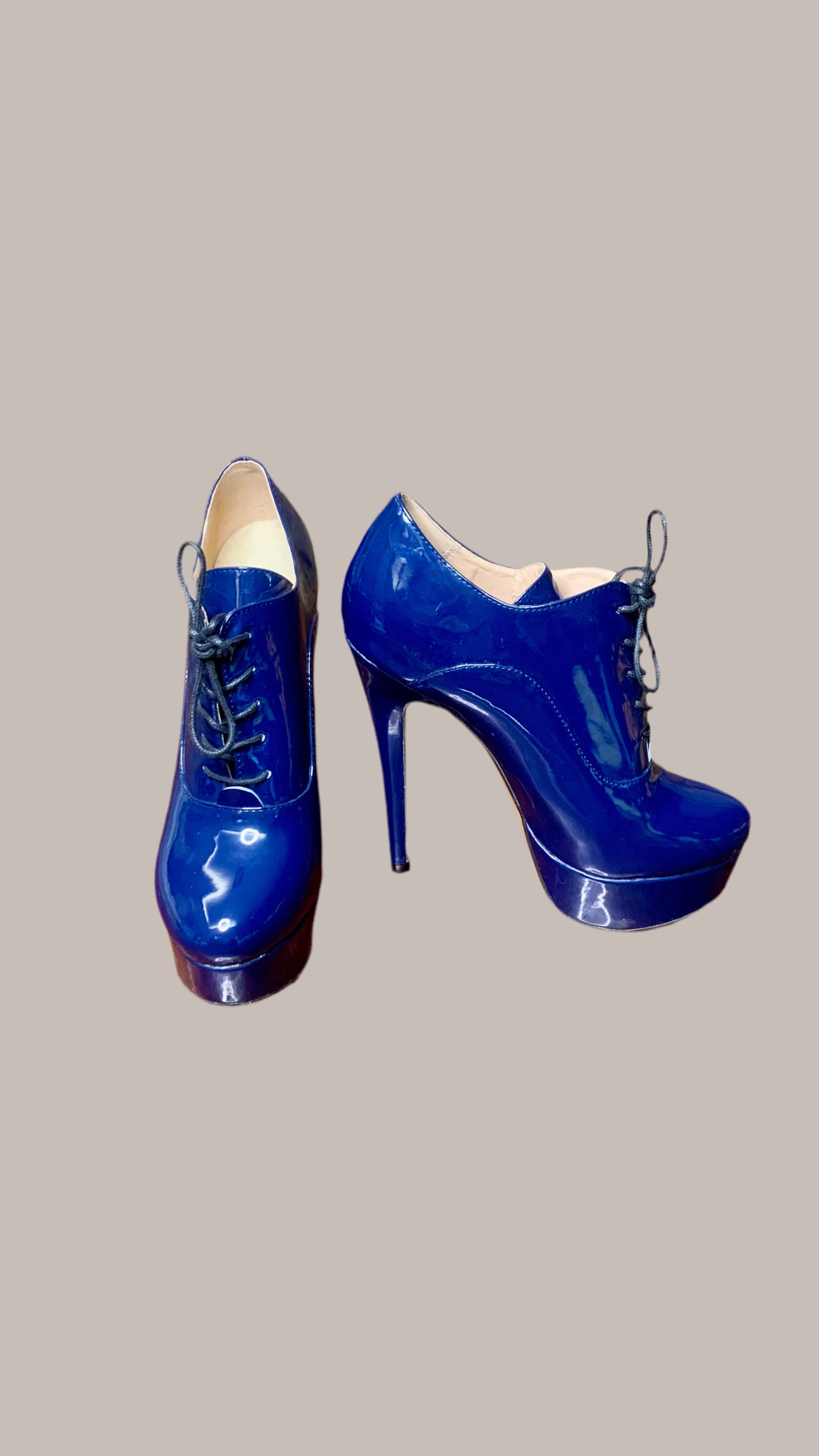 Bottines escarpins à plateforme vernies bleu cobalt – Only Maker