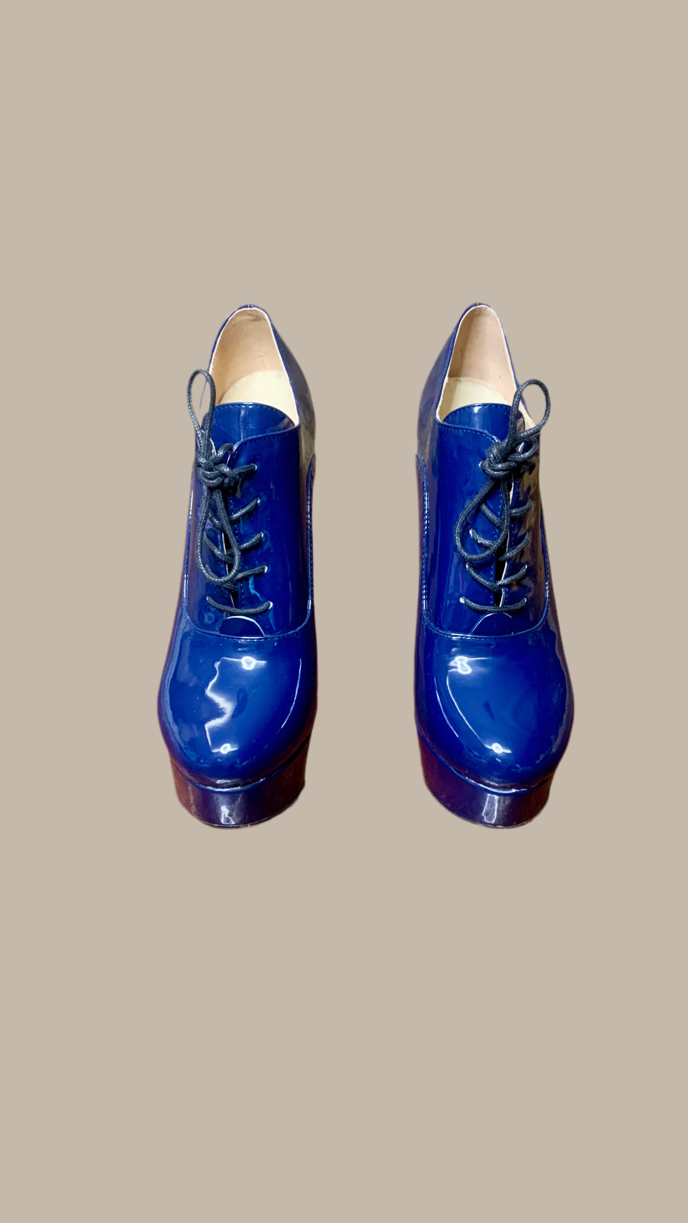 Bottines escarpins à plateforme vernies bleu cobalt – Only Maker