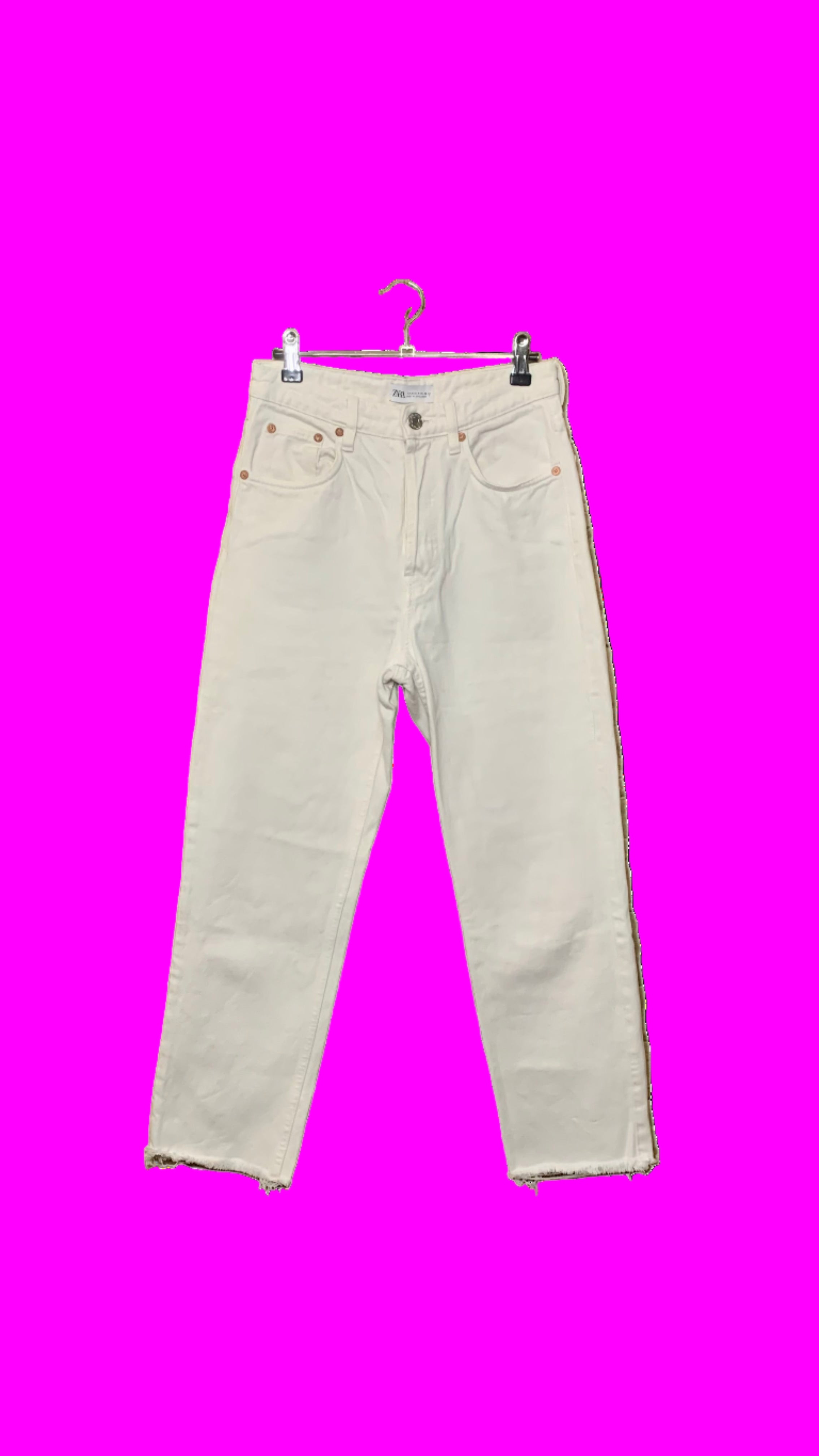 Jean blanc taille haute en coton bio – Zara