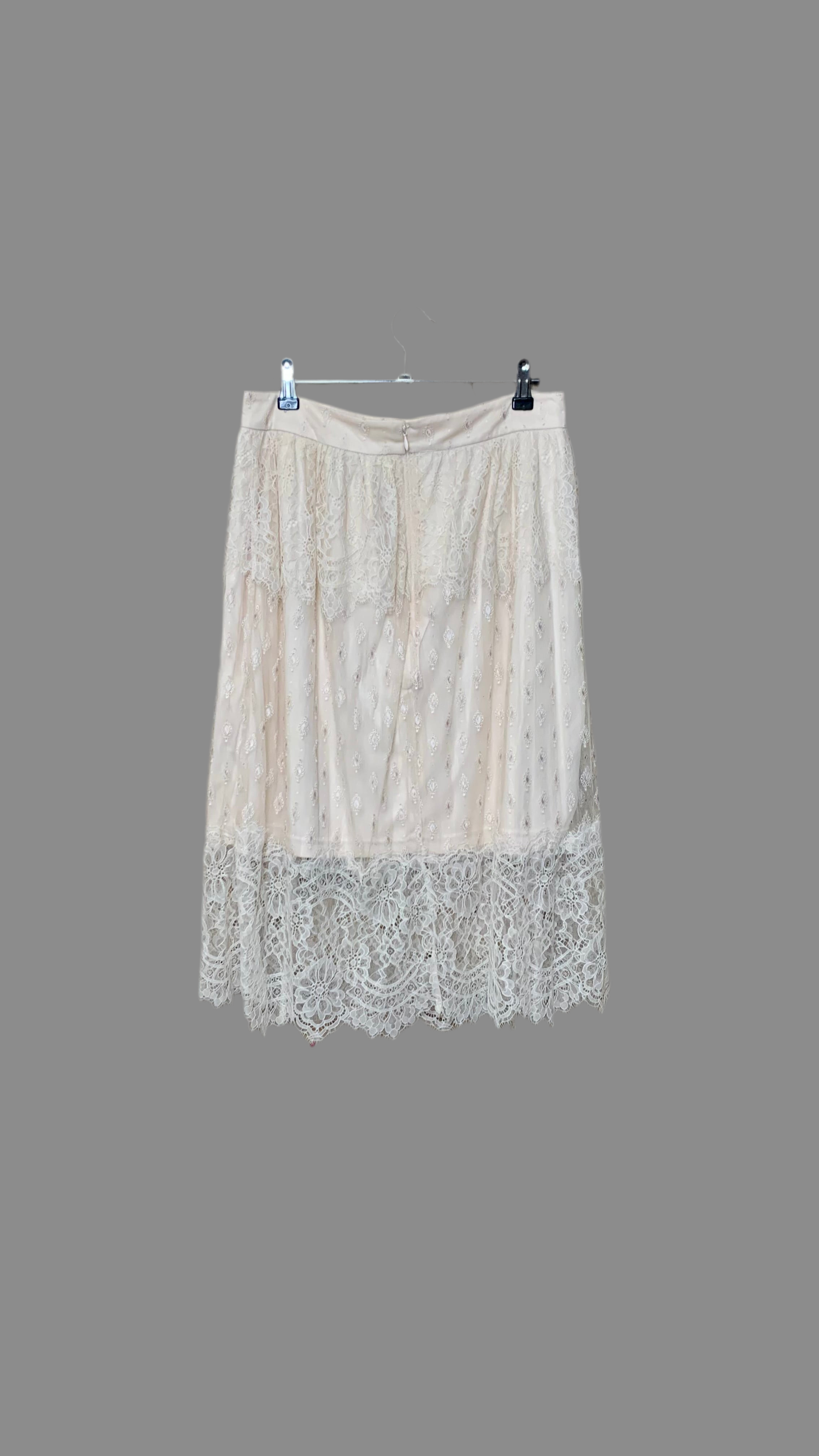 Jupe mi-longue en dentelle écrue – H&M