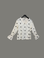Blouse blanche à pois noirs brodés