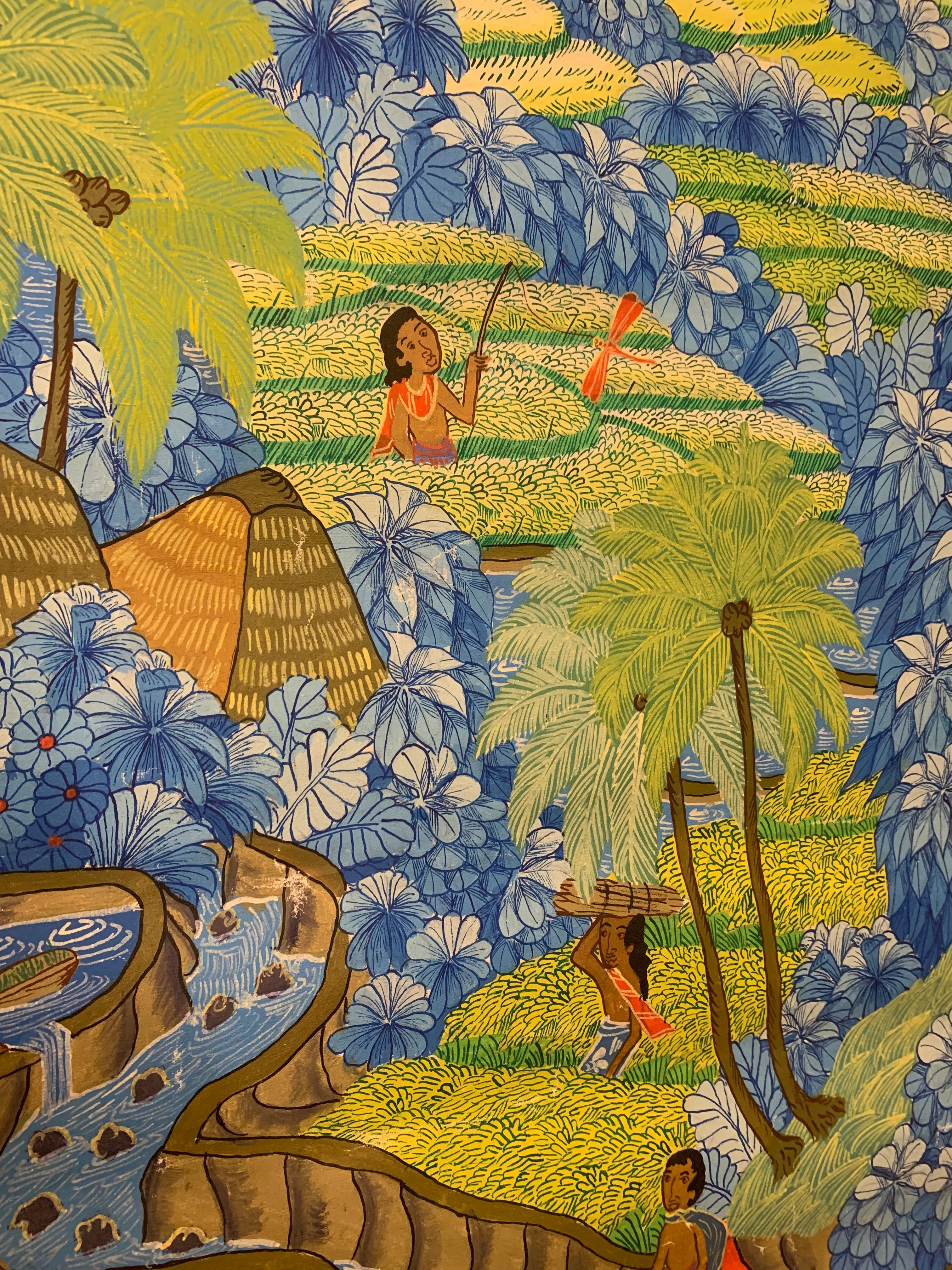 Toile balinaise signée – Minggir, Ubud, Bali (années 1970)