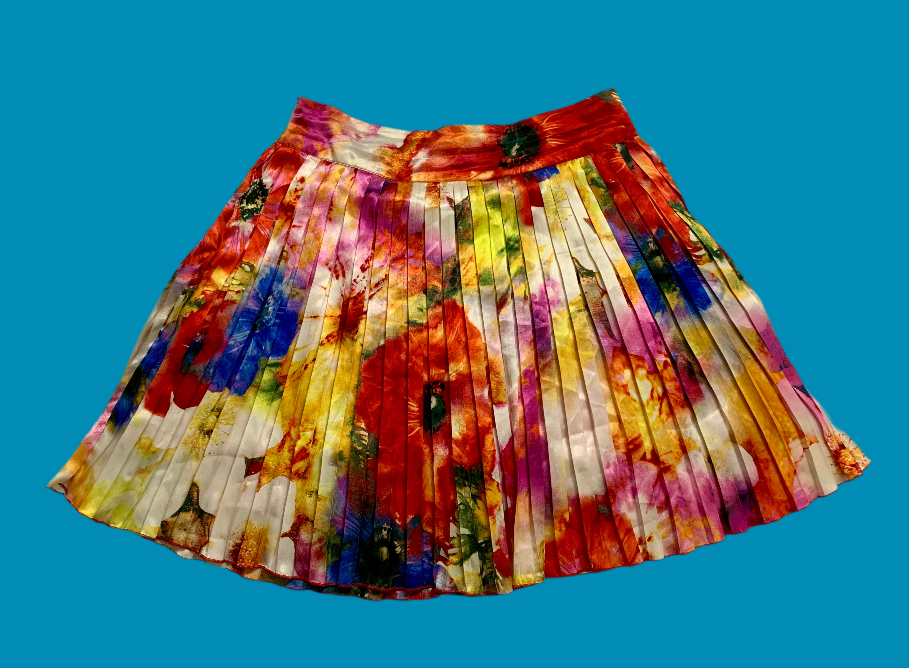 Mini jupe plissée satinée - multicolore