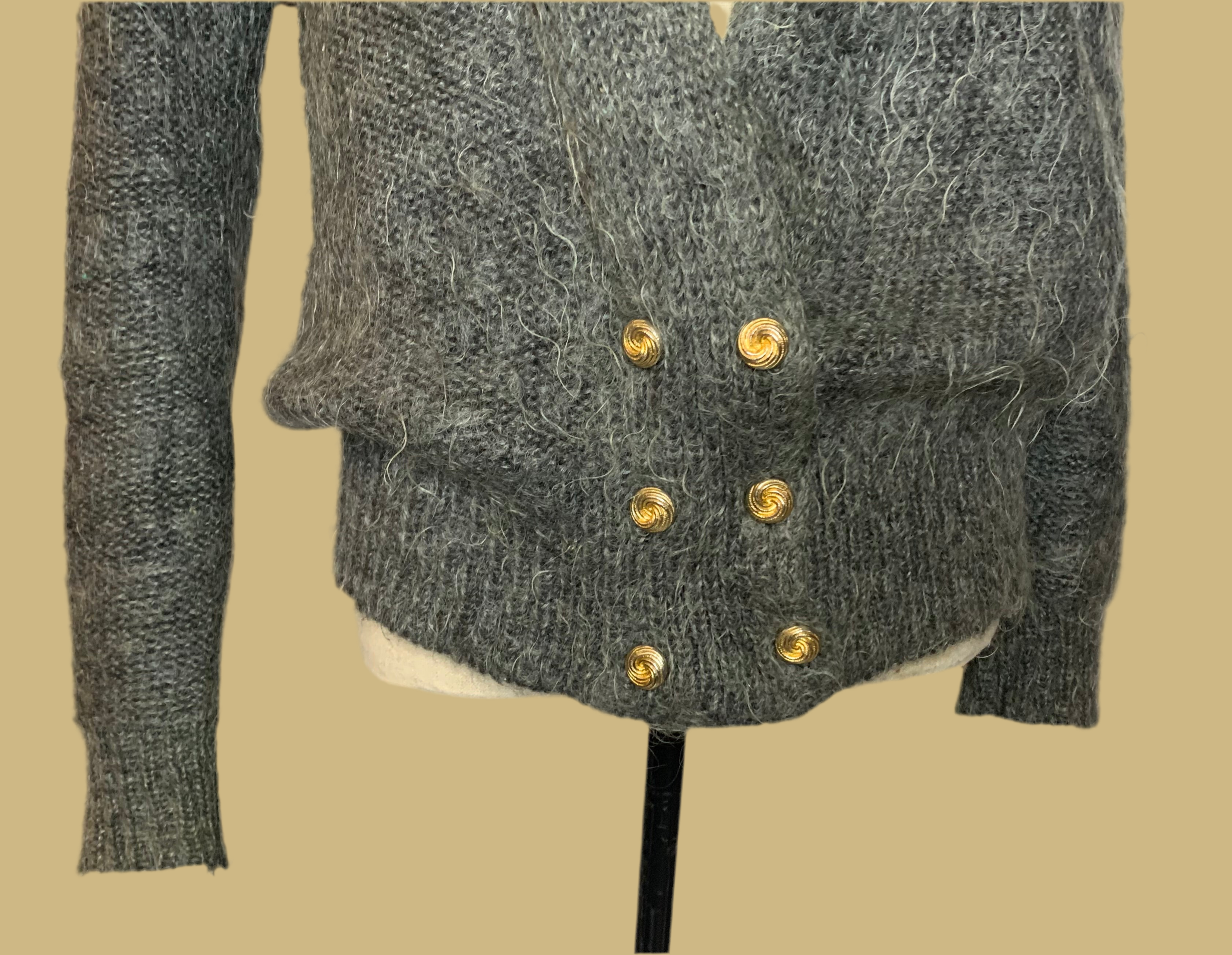 Gilet Vintage en Mohair Gris