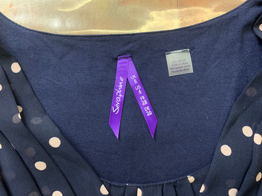 Robe bleu marine à pois roses – Séraphine