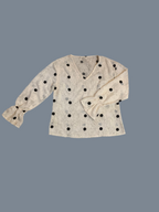 Blouse blanche à pois noirs brodés