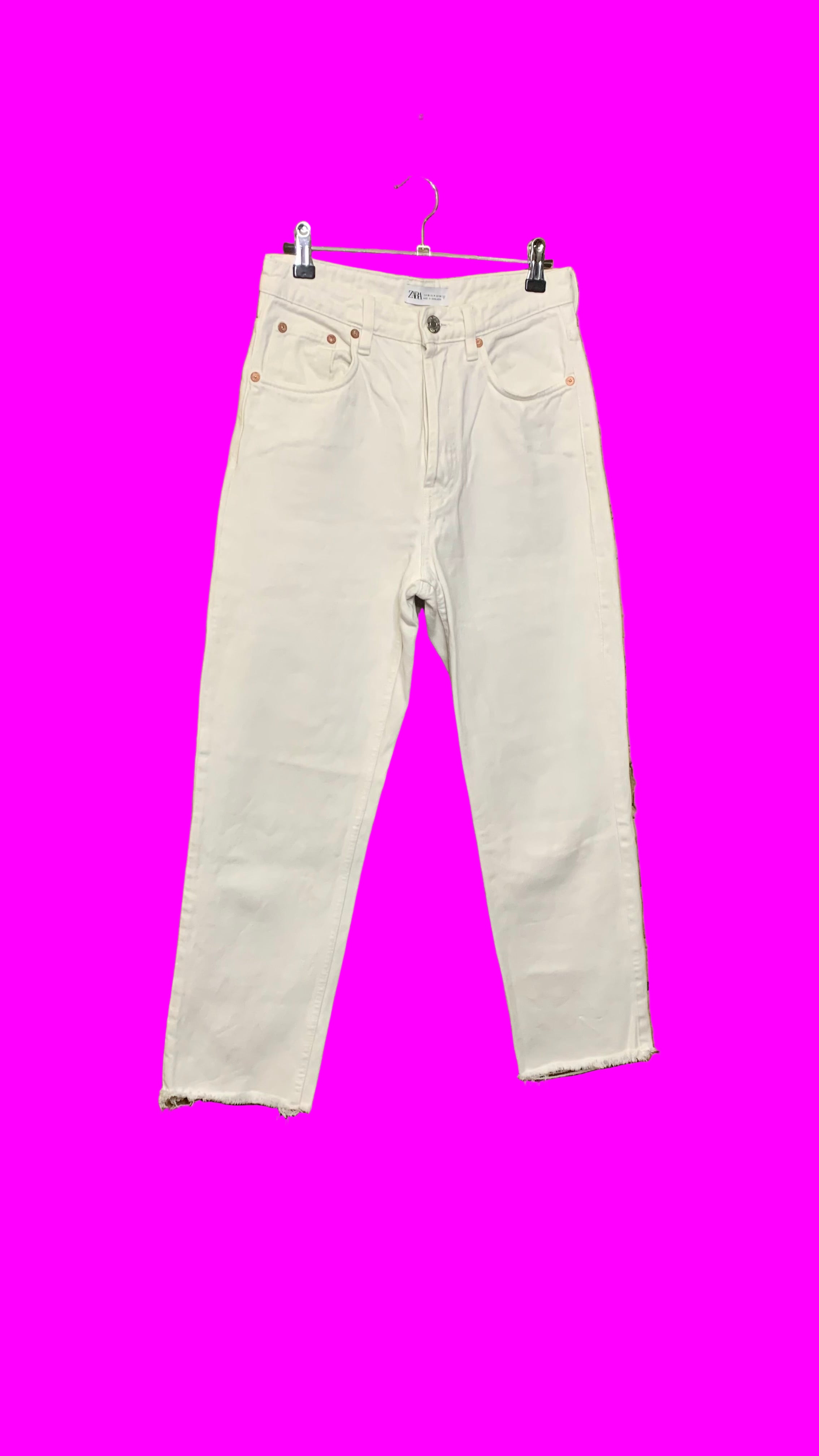 Jean blanc taille haute en coton bio – Zara
