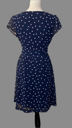 Robe bleu marine à pois roses – Séraphine
