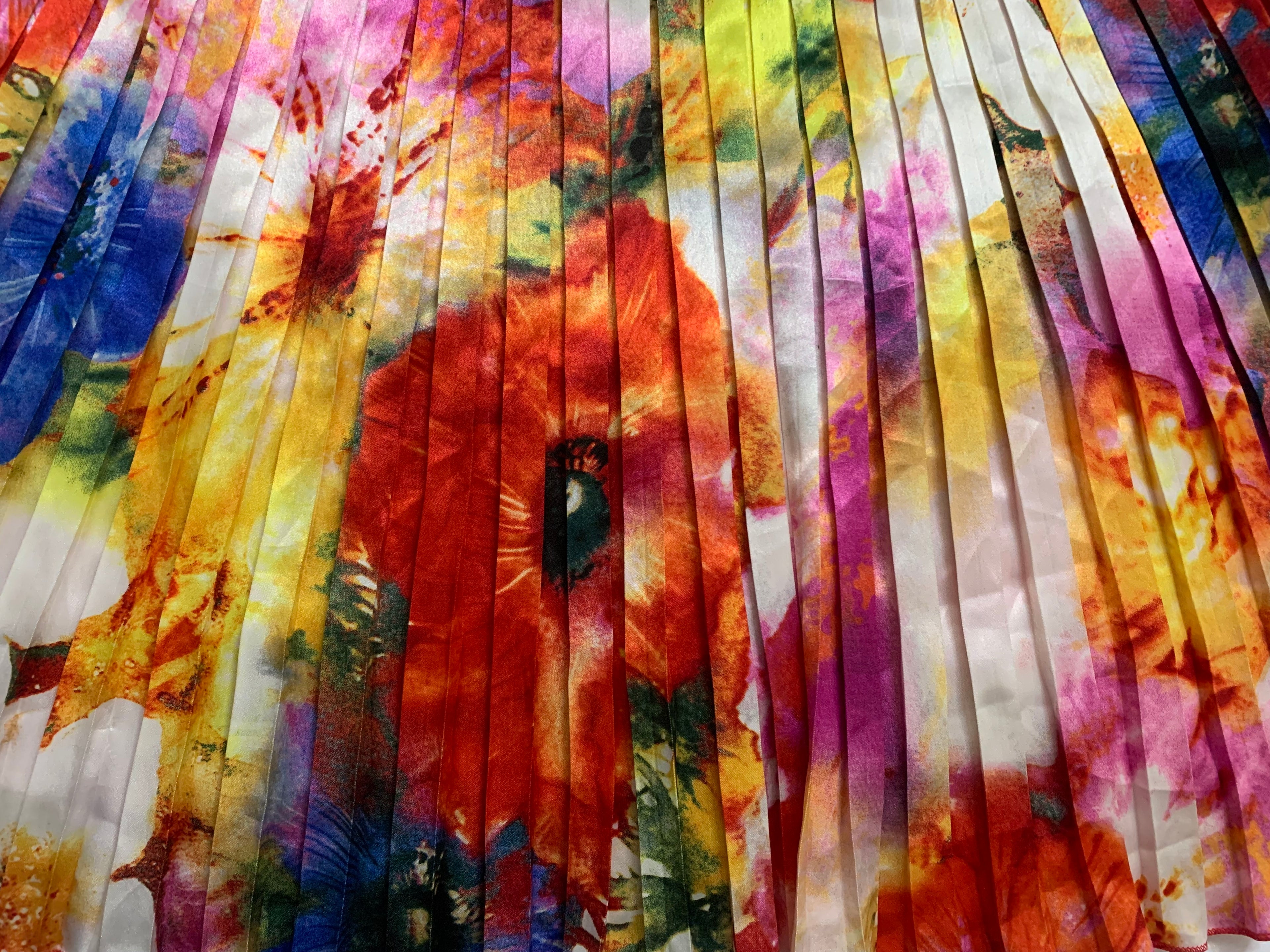 Mini jupe plissée satinée - multicolore