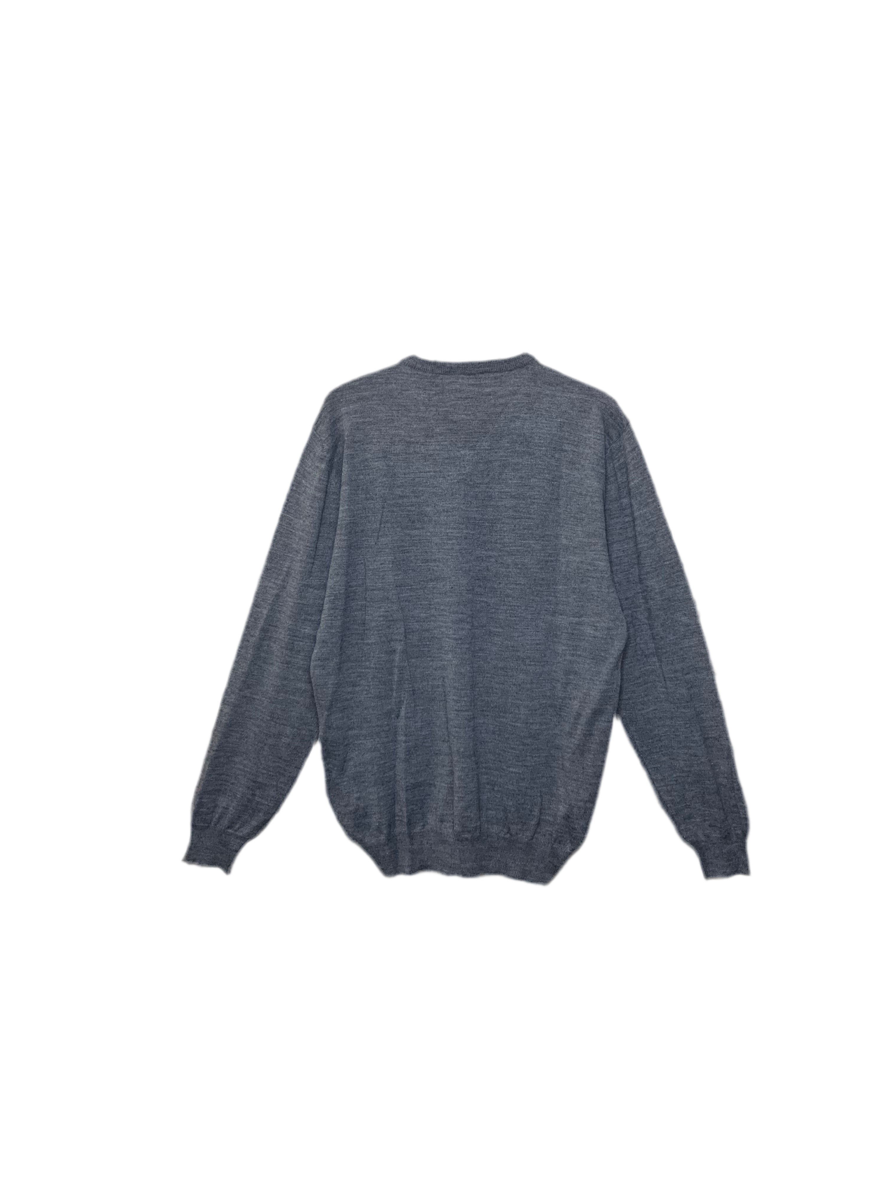 Pull homme col V en maille fine – Gris anthracite chiné