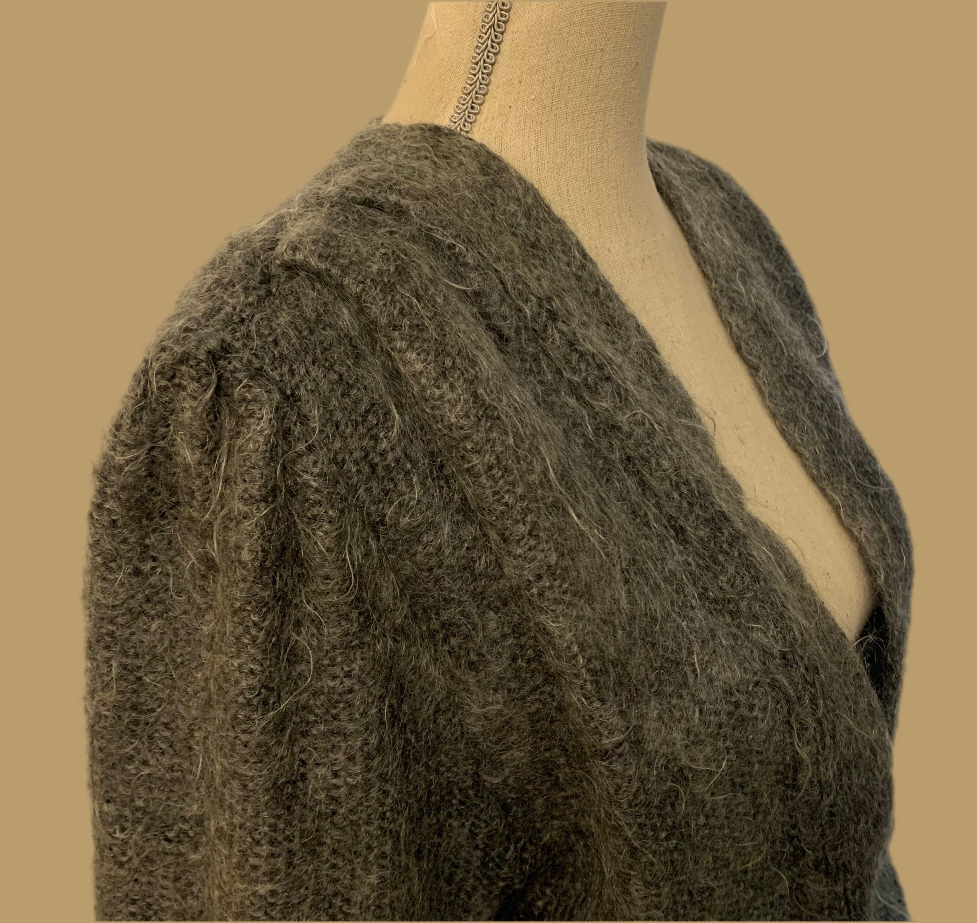 Gilet Vintage en Mohair Gris