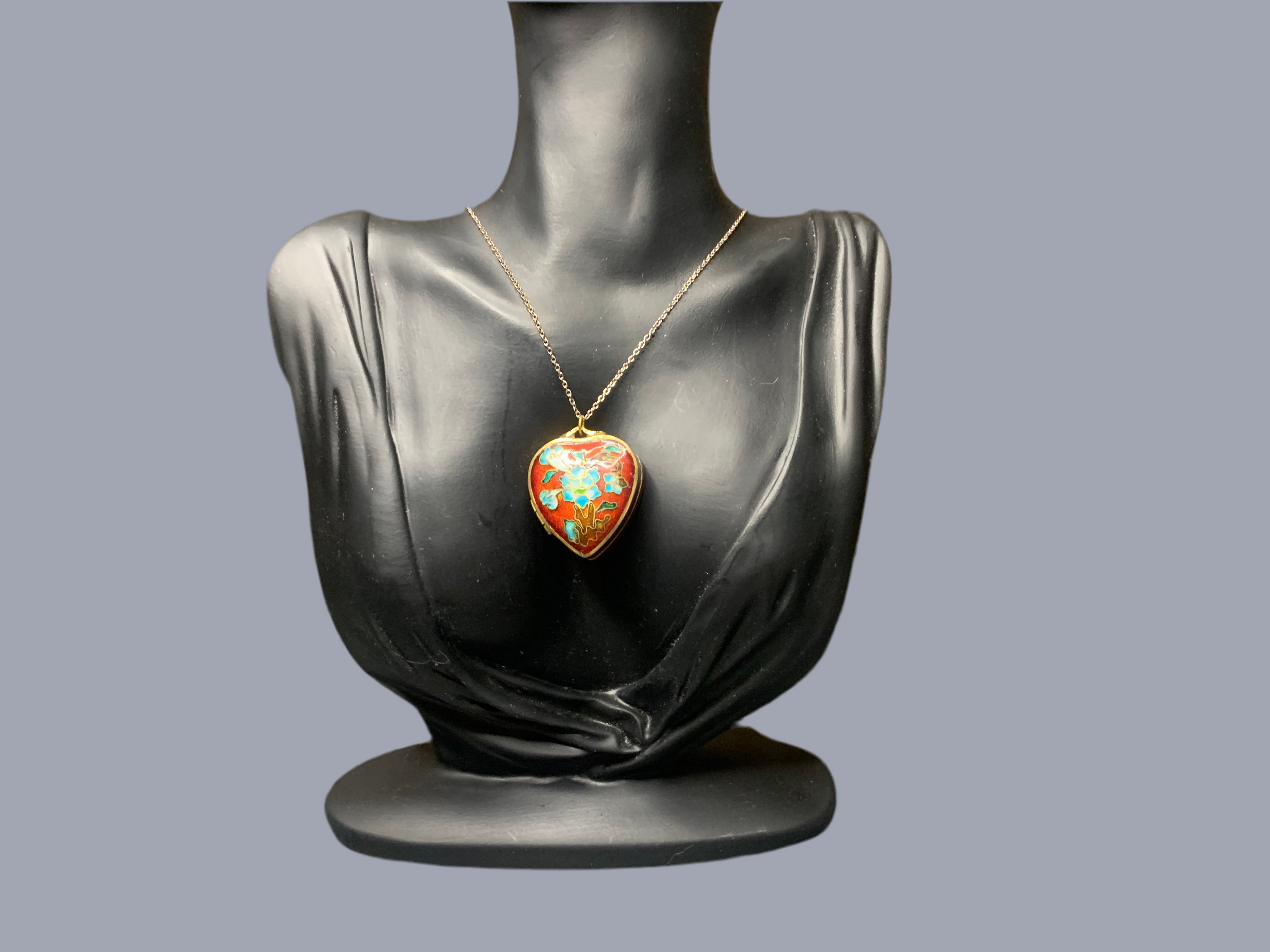 Pendentif boîte cœur - chinois – vintage