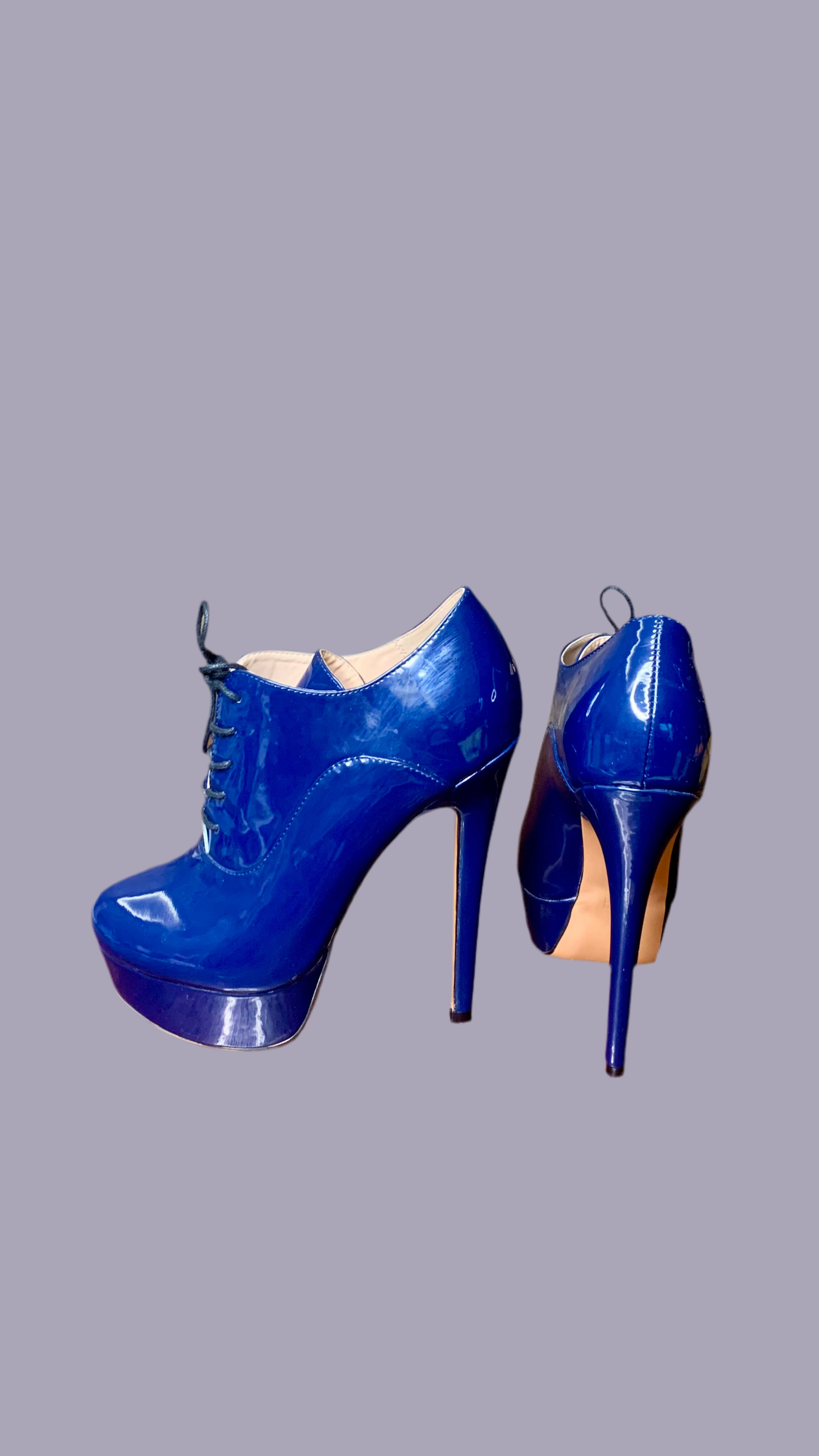 Bottines escarpins à plateforme vernies bleu cobalt – Only Maker
