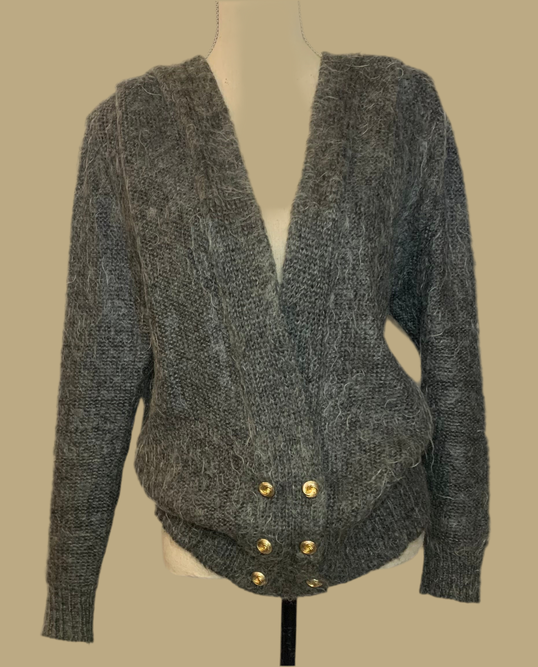 Gilet Vintage en Mohair Gris